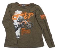 Khaki melírované tričko s motorkářem Chapter Young