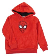 Červená chlpatá mikina so Spidermanem a kapucňou Marvel
