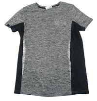Sivo-čierne melírované športové tričko s nápisom Yigga