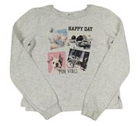 Světlešedá melírovaná mikina s obrázky H&M