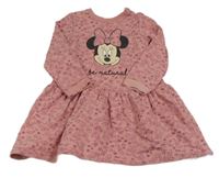 Růžové vzorované teplákové šaty s Minnie Disney