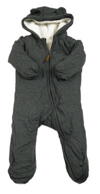 Šedá bavlněná zateplená kombinéza s kapucí H&M