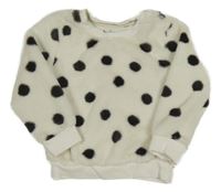 Biela chlpatá mikina s sivymi bodky Nutmeg