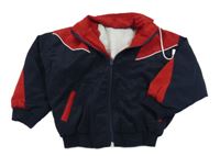 Tmavomodro-červená šušťáková športová bunda