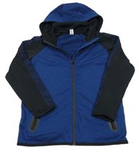 Tmavomodro-černá sportovní propínací mikina s kapucí Yigga