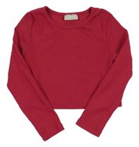 Malinové rebrované crop tričko Matalan