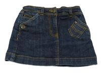 Tmavomodrá rifľová sukňa s vreckami okaidi