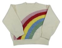 Smotanový sveter s farebnou dúhou Matalan