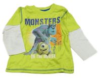 Zeleno-bílé triko s Příšerkami S.R.O. Disney