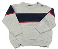 Sivo-tmavomodrý rebrovaný ľahký sveter C&A