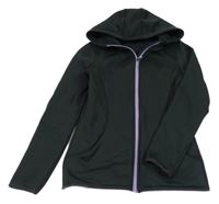 Černá sportovní propínací thermo mikina s kapucí 