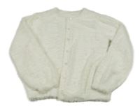 Smotanový chlpatý prepínaci sveter s perličkami dunnes