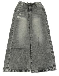 Tmavošedé melírované široké rifle 