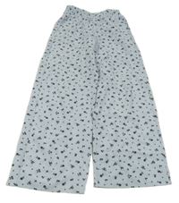 Svetlomodré široké kvetované ľahké nohavice H&M