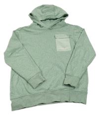 Zelená melírovaná mikina s vreckom a kapucňou Yigga