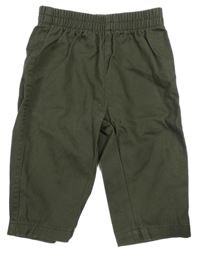 Tmavozelené plátenné nohavice