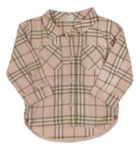 Světlerůžovo-béžová kostkovaná košile H&M