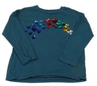 Tmavozelené triko s barevnými flitry Next