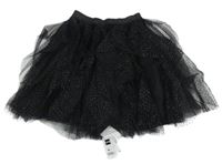 Nové - čierna tylová vzorovaná sukňa dunnes