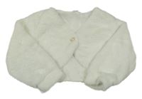 Bílý podšitý kožešinový crop kabátek