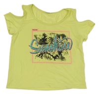 Žlté crop tričko s nápisom Y.F.K.