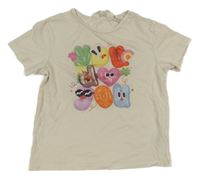 Smetanové tričko s barevnými obrázky H&M