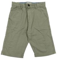 Khaki plátěné chino kraťasy Zara
