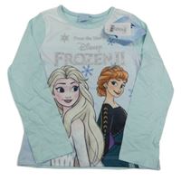 Nové - bílo-světlemodré pyžamové triko s Frozen Disney