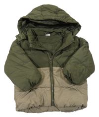 Khaki šusťáková zimní bunda s kapucí H&M