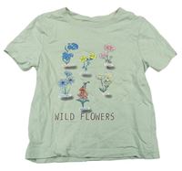 Svetlozelené tričko s kvetmi Primark