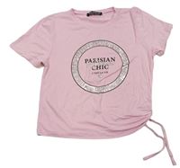 Ružové crop tričko s nápisom a vzorom Select