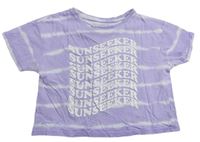 Lila batikované crop tričko s nápismi Primark
