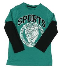 Zeleno-čierne tričko s tigrom F&F