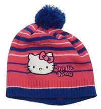 Modro-růžová čepice s Hello Kitty a bambulí Sanrio