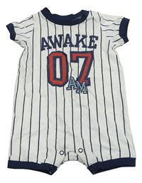 Bielo-tmavomodrý pruhovaný kraťasový overal s číslom H&M