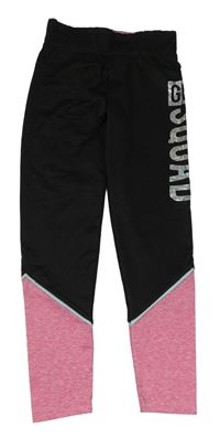 Černo-růžové sportovní legíny s nápisem Ergeenomixx