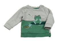 Sivo-zelená mikina so žabičkou Mothercare