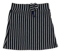 Tmavomodro-biela pruhovaná sukňa s mašličkou