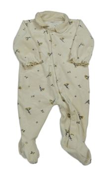 Smotanový kvetovaný plyšový overal s golierikom ZEEMAN