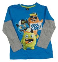 Modro-šedé triko s příšerkami Kiki&Koko