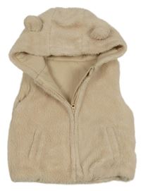 Béžová huňatá podšitá vesta s kapucí George