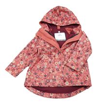 Ružová kvetovaná vodeodolná podšitá bunda s kapucňou Topolino