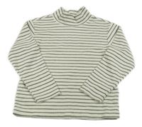 Bielo-sivé pruhované rebrované zamatové tričko Uniqlo