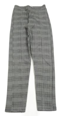Černo-bílo-růžové kostkované legíny Zara