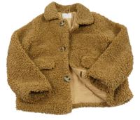 Okrový huňatý podšitý kabát Zara