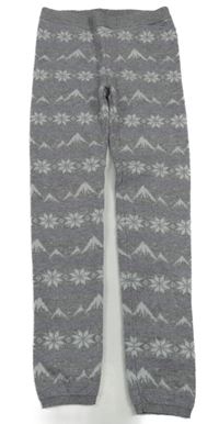 Šedo-bílo-lila kamaše s norským vzorom Primark