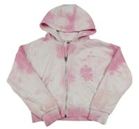 Svetloružová batikovaná prepínaci crop mikina s kapucňou F&F