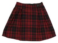 Vínovo-čierna kockovaná vlnená sukňa F&F