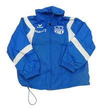 Modro-biela šušťáková jarná bunda s nápismi a kapucňou Erima