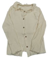 Smotanové rebrované prepínaci tričko s volánikmi George